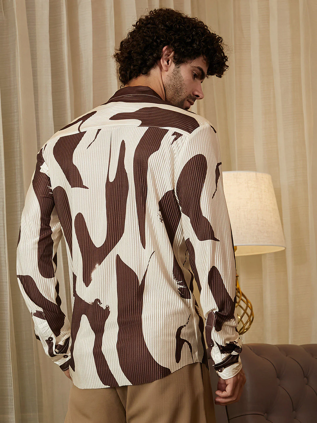 Contour-Lines Pleated Shirt - Image 4