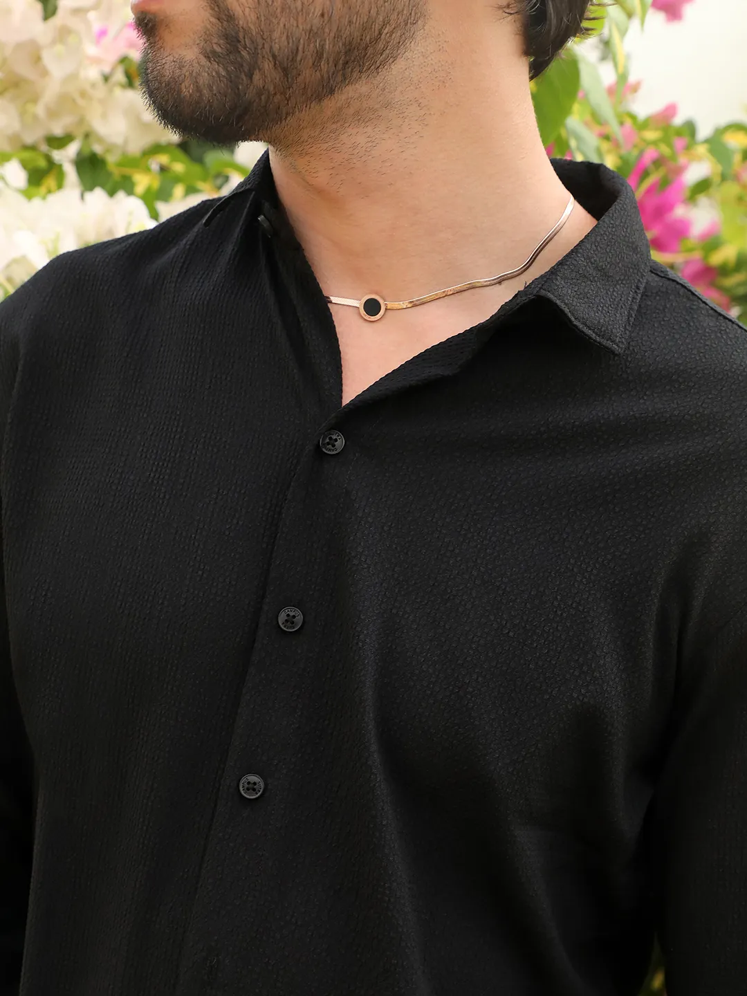 Embossed Micro Check Shirt - Image 4