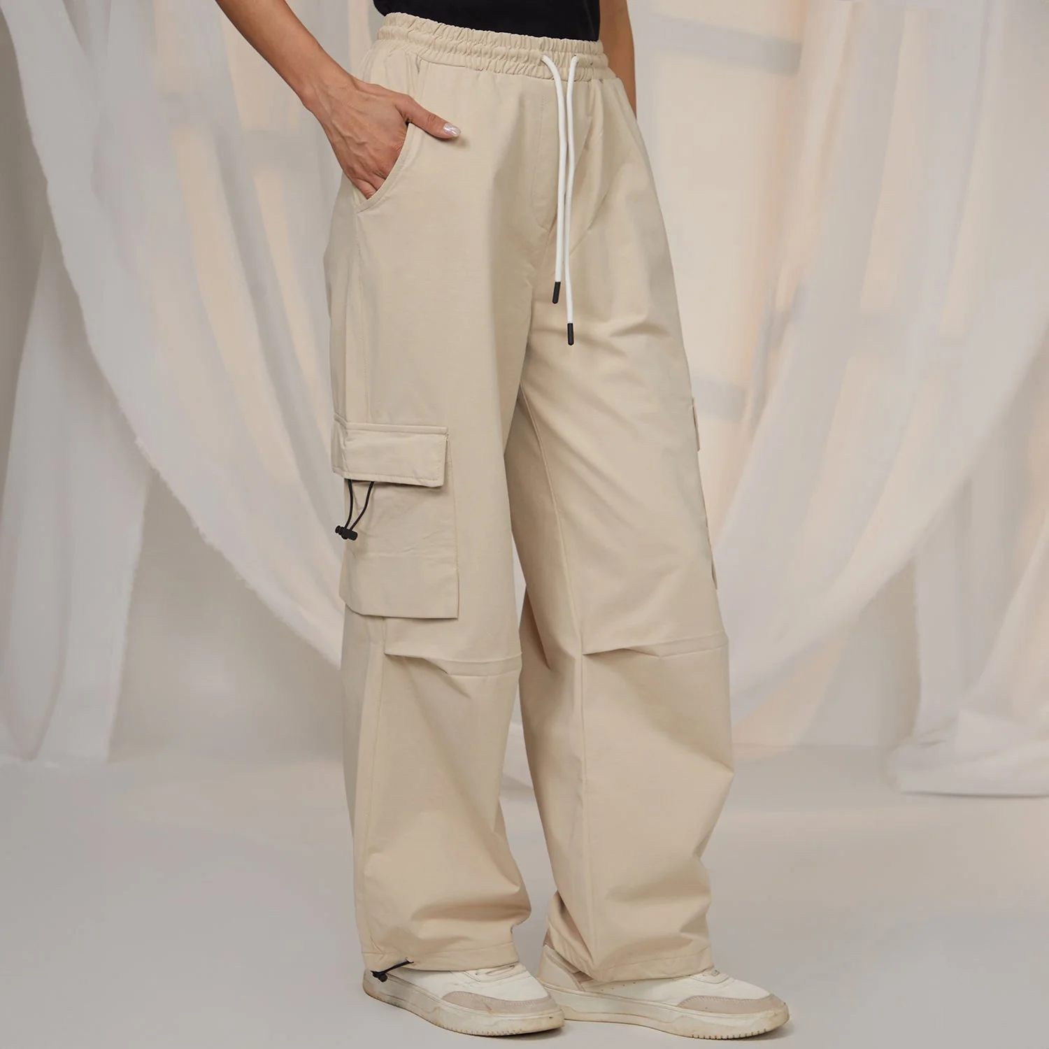 Solid Cargo Parachute Trousers - Image 3