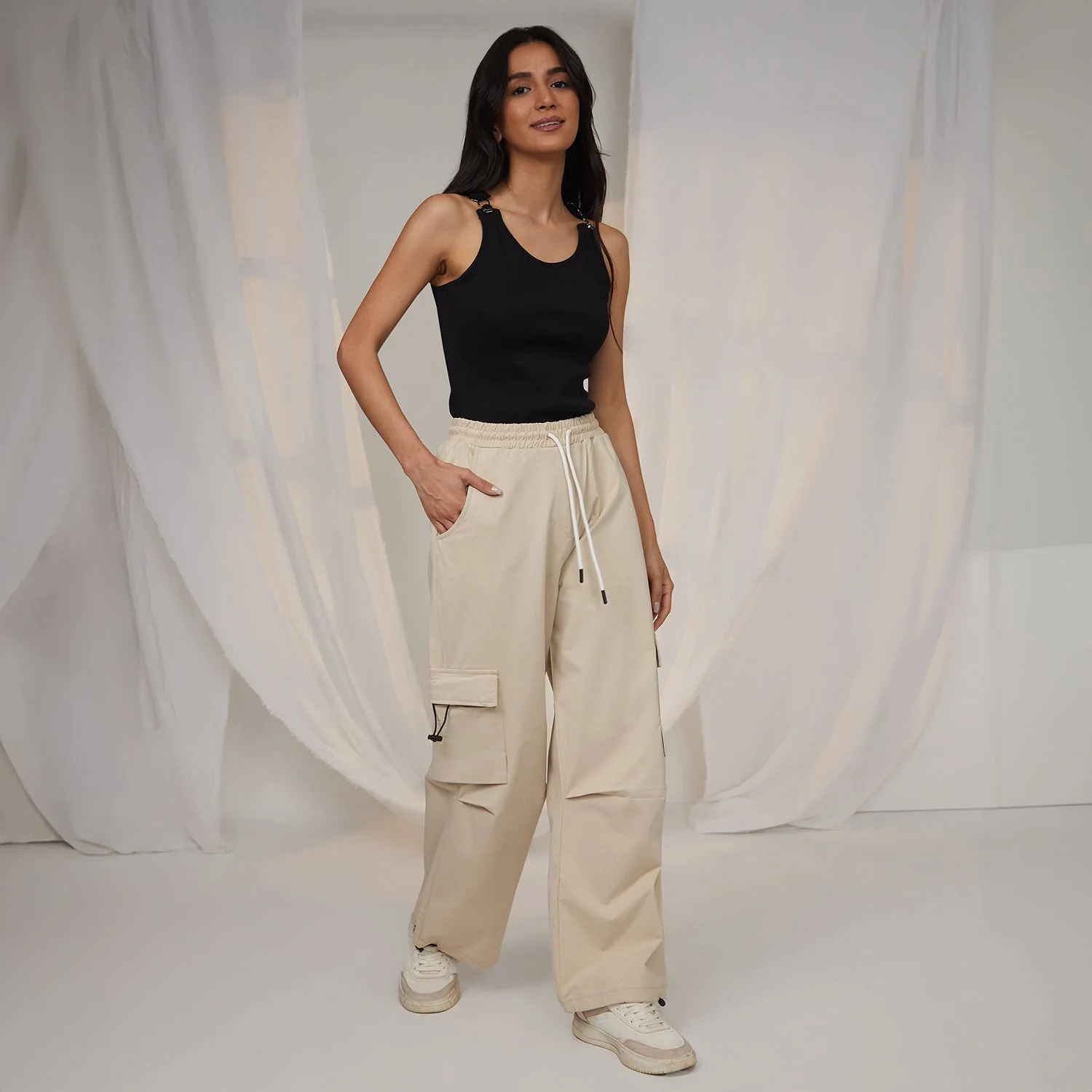 Solid Cargo Parachute Trousers - Image 5