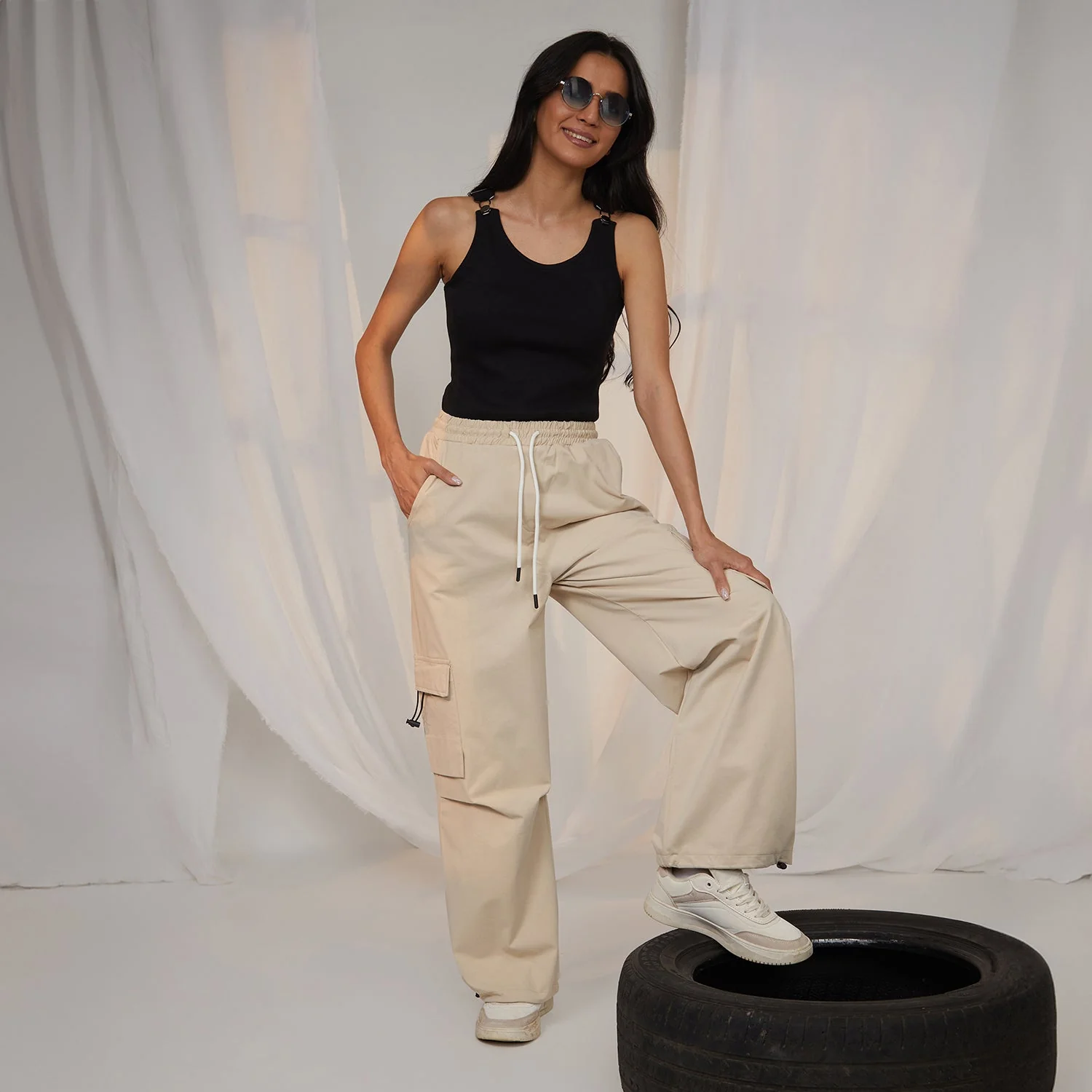 Solid Cargo Parachute Trousers - Image 6