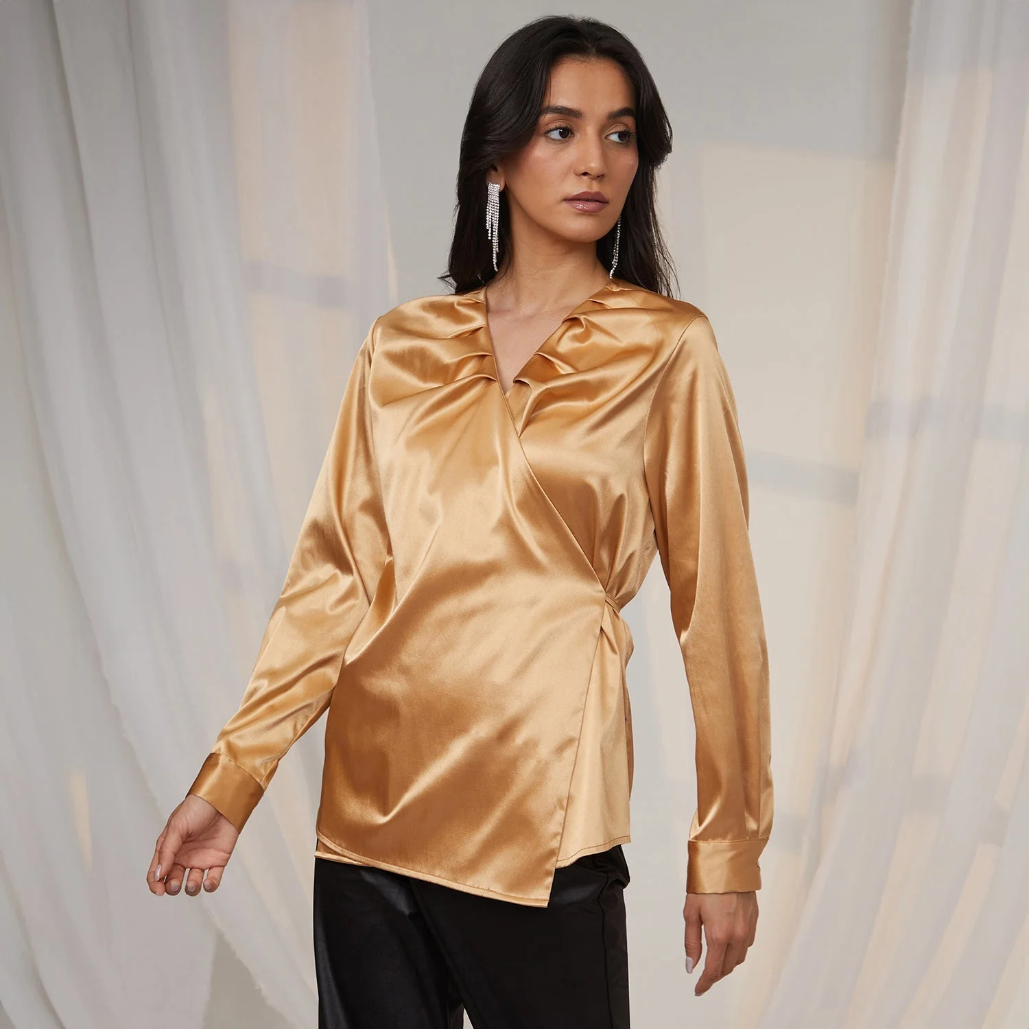 Satin Wrap Top - Image 3