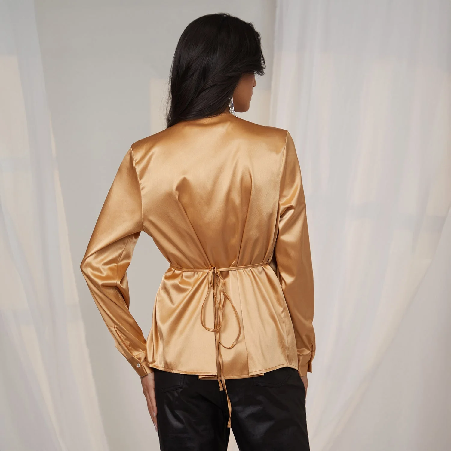 Satin Wrap Top - Image 4