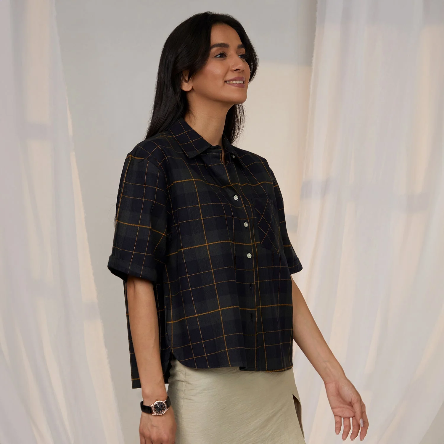 Tartan Plaid Boxy Shirt - Image 3