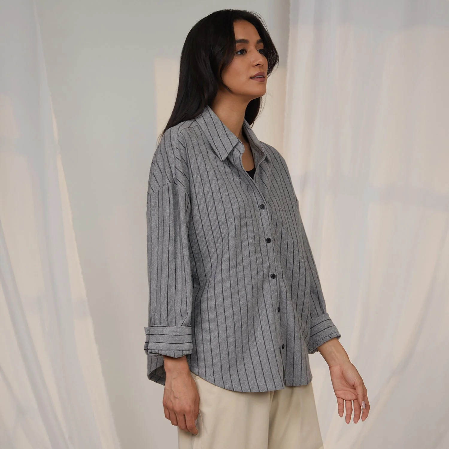 Oversized Pinstriped Shirt - Image 3