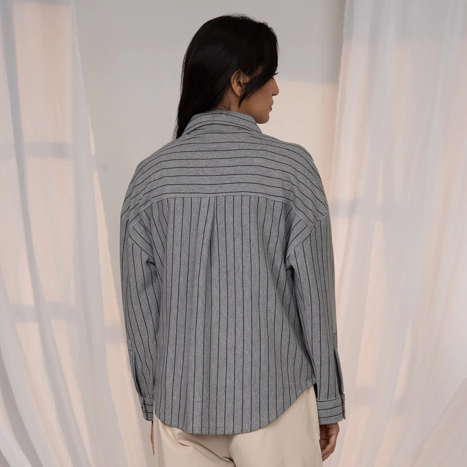 Oversized Pinstriped Shirt - Image 4