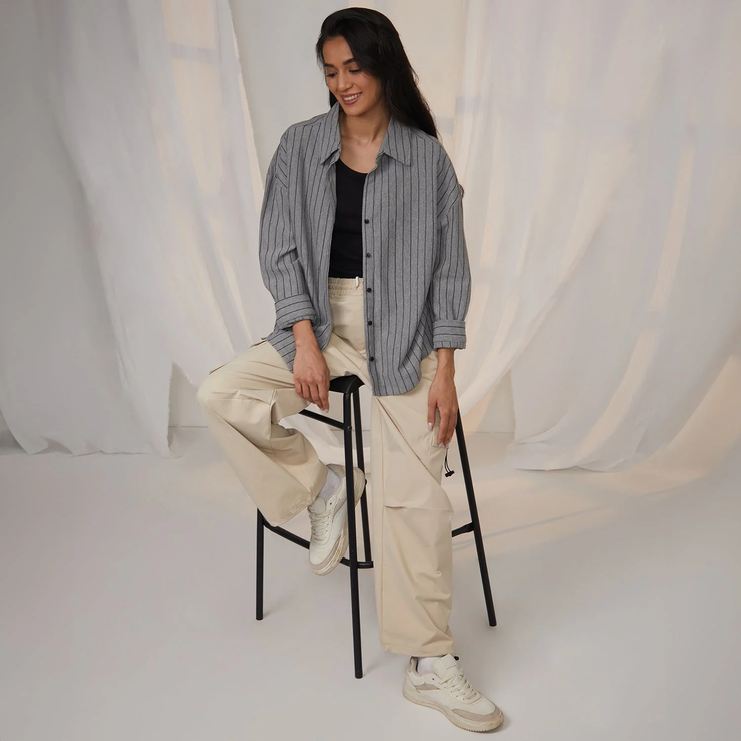 Oversized Pinstriped Shirt - Image 6