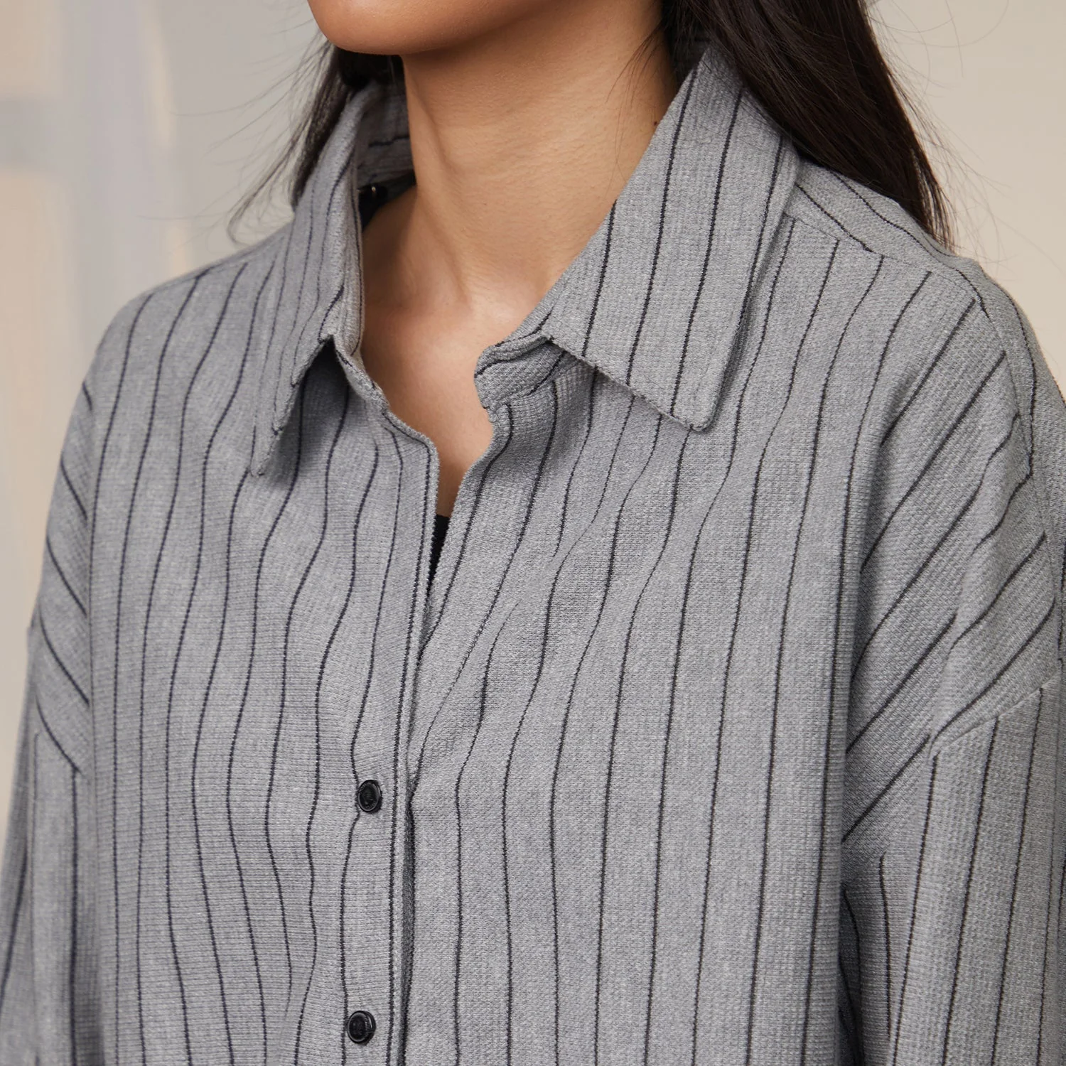 Oversized Pinstriped Shirt - Image 7